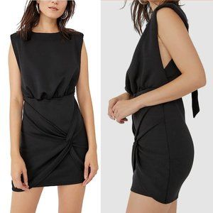 Free People Womens Runaway Knit Wrap Mini Dress XS Twist Front Cap Sleeve Navy
